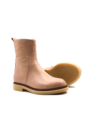 Hakiki Deri Kadın Klasik Bot 866sza321 Vizon