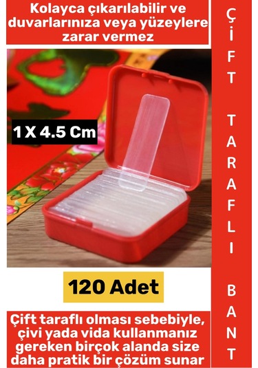 Çifttaraflıbant İz Bırakmaz Pratik Tablo Çerçeve Çift Taraflı Nano Pu Jel Şeffaf Bant 120 Adet