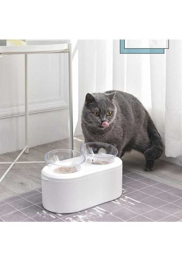 Dm Cbtx Şeffaf Hayvan Kasesi, Tahıl Saklama, Boyun Koruyucu Eğik Çiftli Kase Beyaz