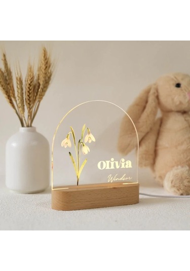 Besthome1 Kişiye Özel Doğum Günü Çiçek Gece Lambası - July Desenli Usb Led Neon Hediyelik Sıcak Işık