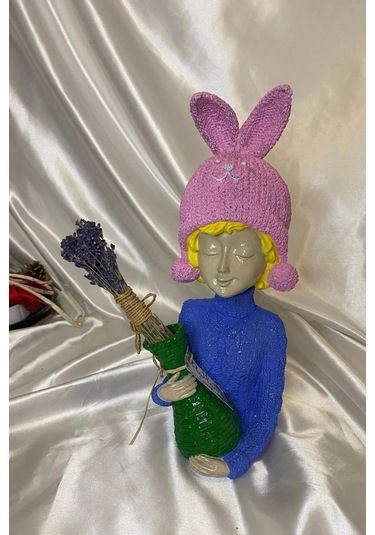 Poli Çiçek Tutatn Kadın Biblo El İşi Hand Made