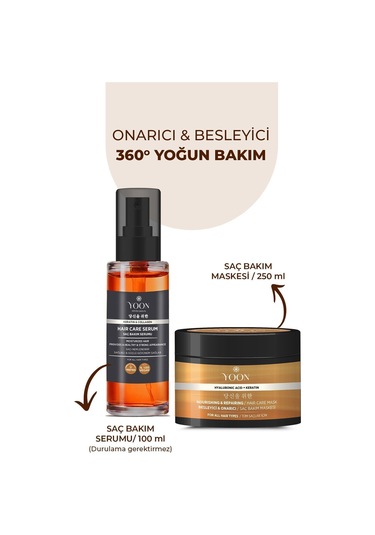 Yoon Vegan Onarıcı Saç Maskesi 250 ML + Durulanmayan Saç Serumu 100 ML