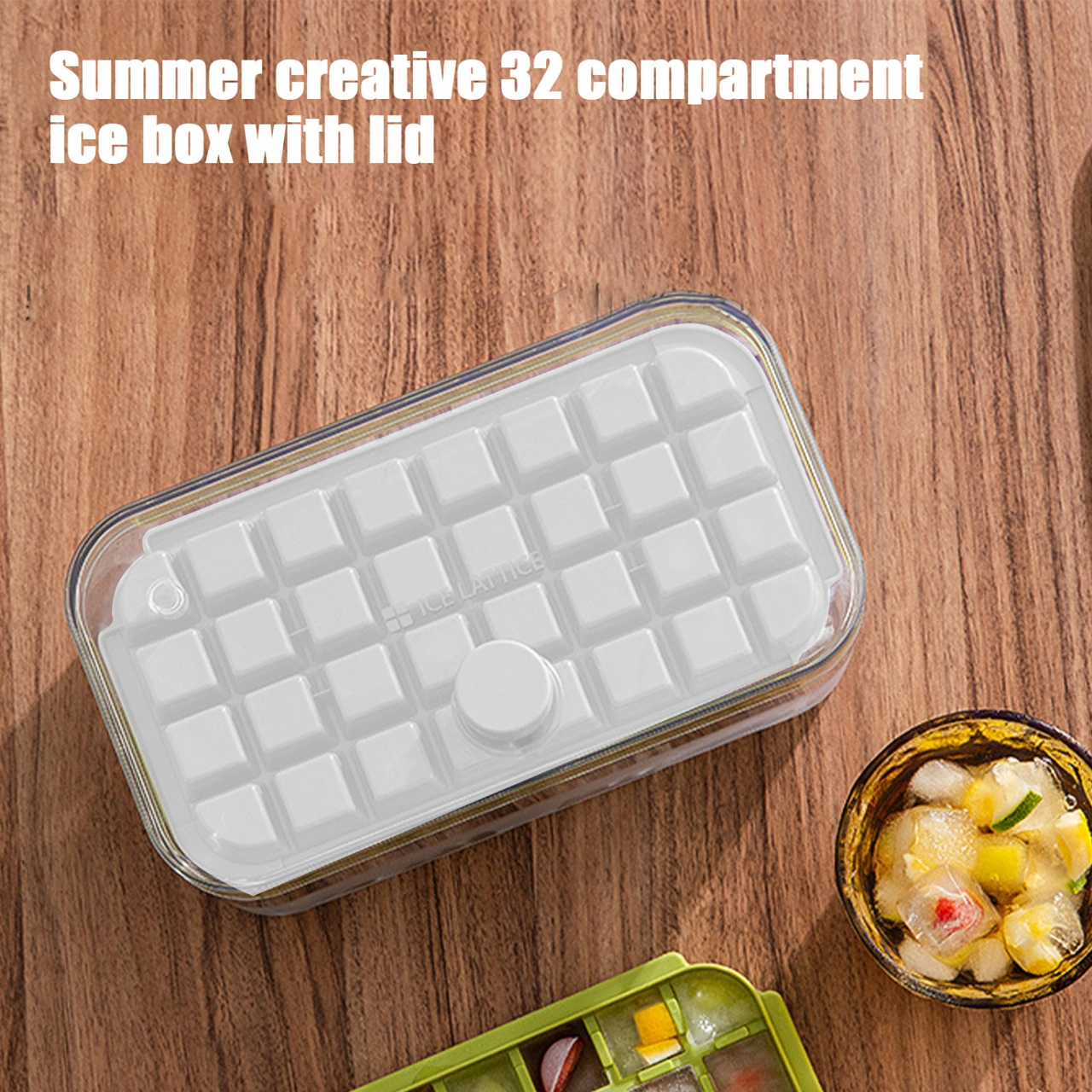 Dofolink 32 Adet Buz Küpü Kalıbı, Kapağı Ve Depo Kutusu İle Buz Kaşığı - Kolay Çıkarım Ve Boşluk Tasarrufu Sağlayan Ev Gereci Buz Depolama Seti Çok Renkli