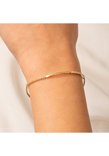 Gümüş Bileklik - Sıra Taşlı Modern Tasarım Şık 925 Ayar Gümüş Bileklik Gümüş