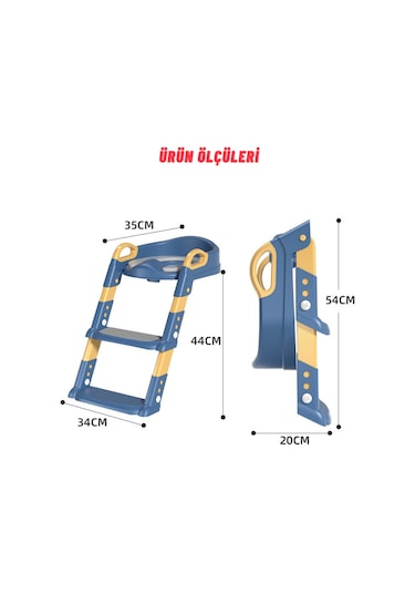 Dekohop Çocuk Merdivenli Klozet Adaptörü Yükseklik Ayarlı Pratik Mavi