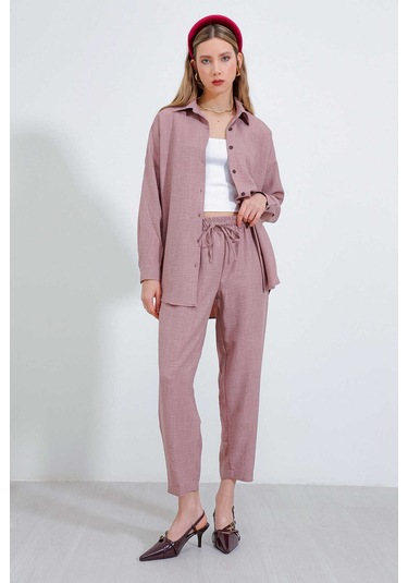 Gabria Keten Ön Düğmeli Takım Gül