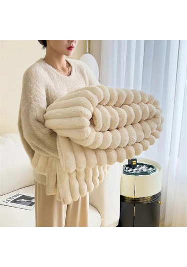 Snuggle Sac Rahat Battaniye, Kabarık Polar Battaniye, Kanepe, Yatak, Koltuk Battaniyesi, Çizgili Desenli Sıcak Ve Yumuşak Battaniye, Gri/pembe/yeşil/sarı, 120 Diğer