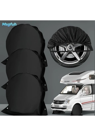 Dashanshop Siyah 28.54 İnç Dayanıklı Lastik Kılıfları - Araç, Kamyon, Karavan İçin Mevsimlik Koruma