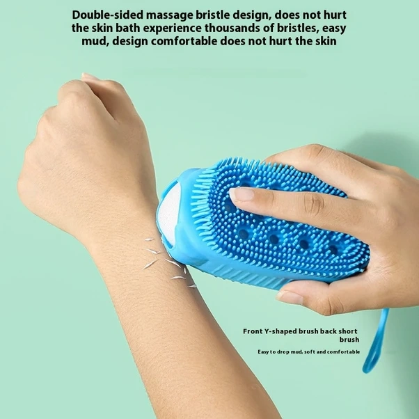 Globalbloom Mavi 2'li Yüzeyli Soft Köpük Vücut Fırçası, Peeling Banyo Fırçası, Ev Seyahat Otel