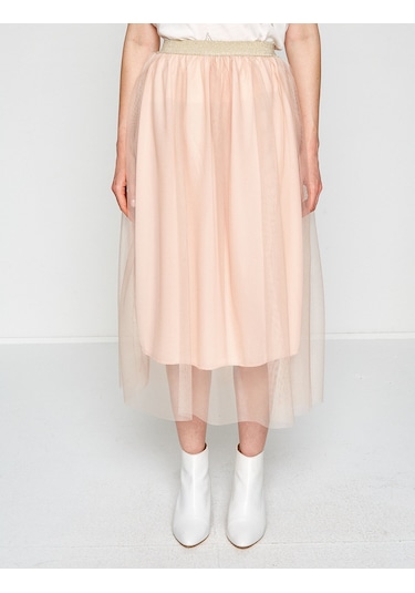 Koton Tül Detaylı Etek Pembe 7yak73127ek
