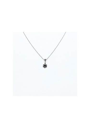 Papatya Model Oltu Taşı İşçilikli 925 Ayar Gümüş Kolye Gümüş