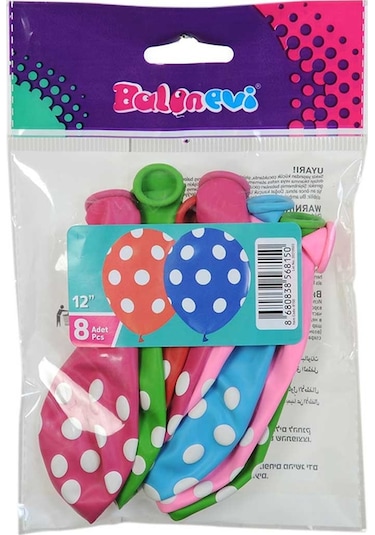 Puantiye Baskılı Karışık Balon 8’li