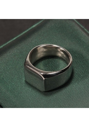 Gümüş Moda Pürüzsüz Erkek Paslanmaz Çelik Yüzük Genişliği Signet Kare Parmak Yüzük Hiphop Erkek Düğün Parti Takı Hediye 10