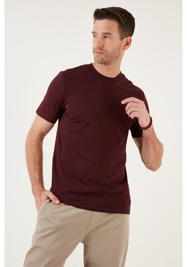 Buratti Pamuklu Regular Fit Bisiklet Yaka Basic Erkek T Shirt 59020201 Vişne
