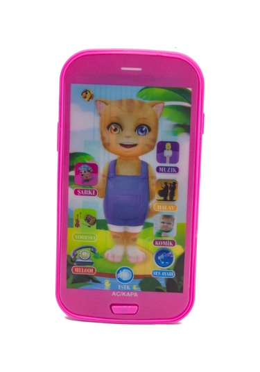Oyuncak Cep Telefonu Kedili Pembe Işıklı Sesli Türkçe