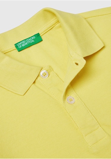 Erkek Çocuk Sarı Logolu Pike Polo T-shirt Sarı