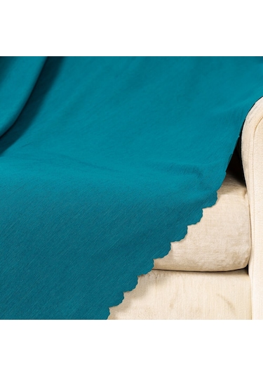 PetrolDokuma Kadife Şönil Düz Kumaş Çift Taraflı Koltuk Şalı Örtü