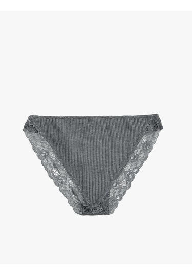 Koton Brief Külot Pamuklu Dantel Detaylı Antrasit Melange 5wlk30043mk Antrasit Melanj