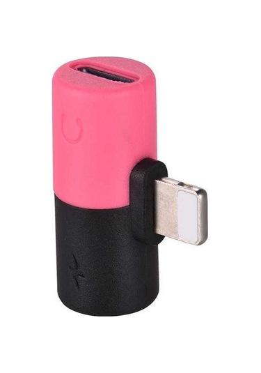 Sandwich İphone Uyumlu Metal Portatif Siyah+pembe Lightning Çevirici: Müzik Dinle + Şarj, Ses Veri Transferi