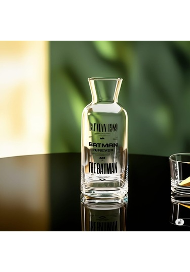 Rak Le Batman Yazı Baskılı Başucu Sürahisi Bardaklı Set - 700 Ml