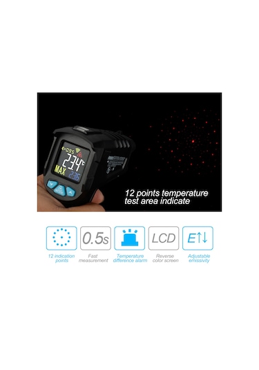 50 800 Endüstriyel Dijital Kızılötesi Termometre Siyah