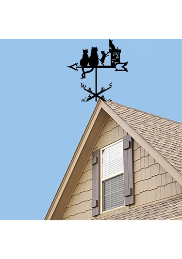 Homyl Cat Metal Rüzgar Gülü Vintage Yönü Göstergesi Veranda