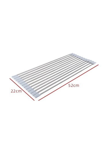 Dancemonkey Mutfak Rafı Lavabo Kase Katlanır Su Filtreleri 52x22cm, Pratik Tasarım Gri