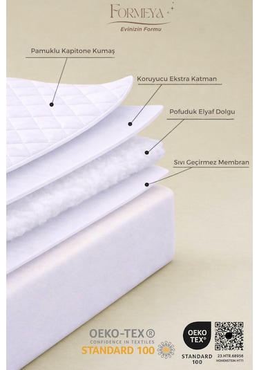 Formeya Adelya Mikrofiber Kapitone Fitted Sıvı Geçirmez Alez Beyaz