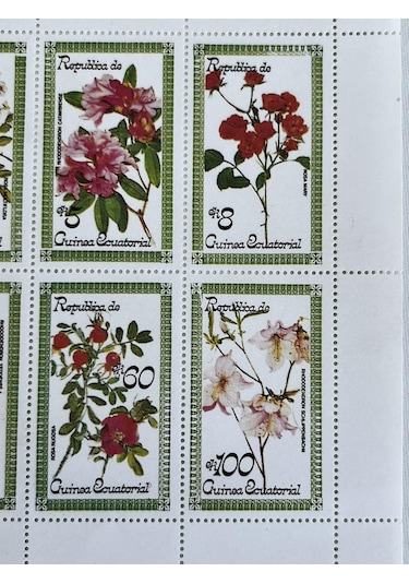 Çiçek Temalı Ekvator Ginesi Damgasız 8'li Blok Pul