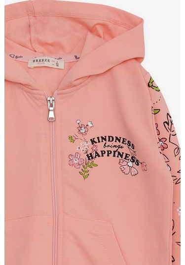 Breeze Kız Çocuk Hırka Çiçek Baskılı 1-4 Yaş, Somon