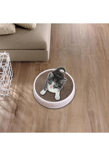 Suntek Kedi Tırmalama Yatağı Büyük Yuvarlak Kanepe Beyaz