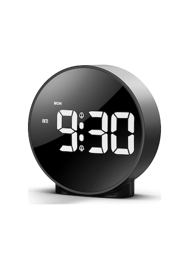 Hymark Yuvarlak Siyah Dijital Led Masa Saati Usb Güç Saat Ertelem