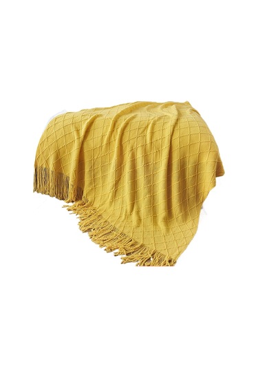 Airron Eternal Luck Düz Renk Dört Mevsim Kanepe Battaniyesi Sarı