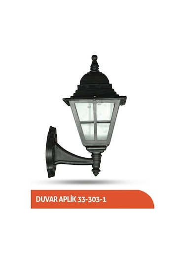 Ak-Öz Bahçe Balkon Teras Aydınlatma Armatür Fener Aplik Kare (270302058) Siyah