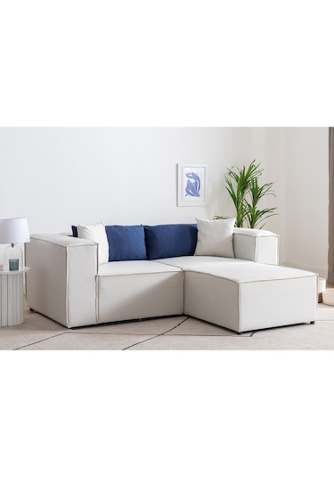 Nova 3 Modül Modüler L Köşe Koltuk Takımı Beyaz