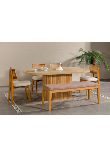 Lota Yemek Odası Takımı Yemek Masası + 4 Adet Sandalye Kahverengi