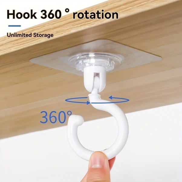 Xuweiwei Siyah 360 Derece Dönen Tavan Kancası Çizilmeyecek Deliksiz Kendinden Yapışkanlı Sivrisinek Filesi Askısı Siyah