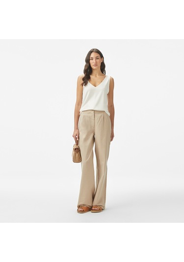 Nautica Kadın Bej Regular Fit Pantolon Düz 55p705t Bej