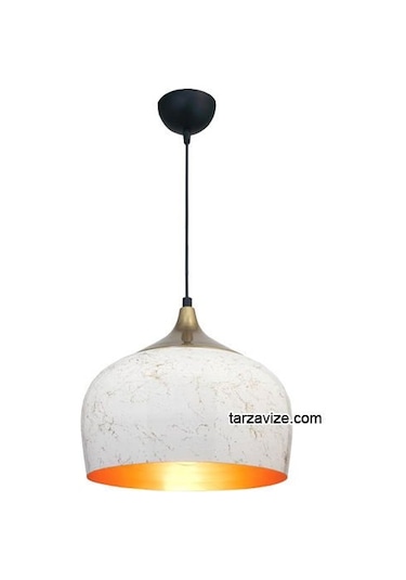 Tarzavize Trt50 Dekoratif Beyaz Tekli Retro Modern Sarkıt Avize Beyaz