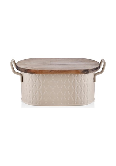The Mia Prizma Ekmek Saklama Kabı Karamel 40x22x18 Cm Krem