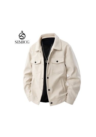 Erkek Sonbahar Yaka Ceketi Beyaz