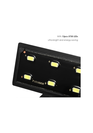 Vkemall Minimalist Siyah Akvaryum Led Işığı - 12 Ultra Parlak Led'li, Su Bitkileri Için Uygun, 5w, Avrupa Fişi, 6mm Tank Duvarı Uyumlu