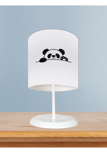 Mekta Home Bebek Ve Çocuk Odası El Sallayan Sevimli Panda Desenli Abajur