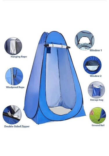 Realx Otomatik Kamp Alanı Duş, Giyinme, Wc Çadırı Kabin Giyinme Mavi
