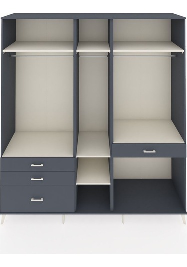 Kronos Dolap 7 Raflı 4 Çekmeceli 3 Askılı 220x59x243 Antrasit-aytaşı/antrasit Aytası/antrasıt