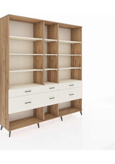 Hyperion Dolap 12 Raflı 6 Çekmeceli 220x44x243 Çam-aytaşı/aytaşı Aytası/aytası