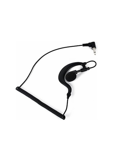 Qingmipy 3.5mm Kavisli Tek Kulaklı Kulaklık, El Mikrofonlu Radyo Kulaklığı, Uzun Kullanim İçin Konforlu, Siyah