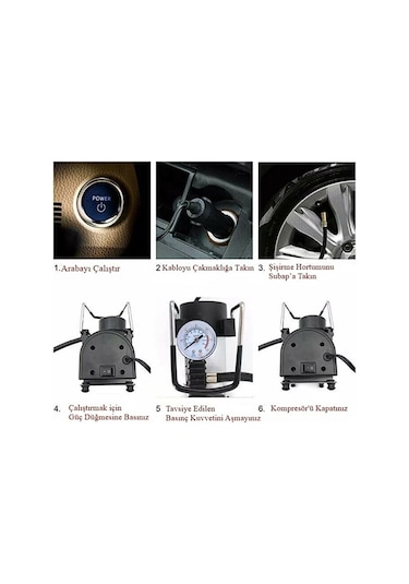 Oto Araç Profesyonel Hava Pompası Kompresör Mini Lastik Pompası