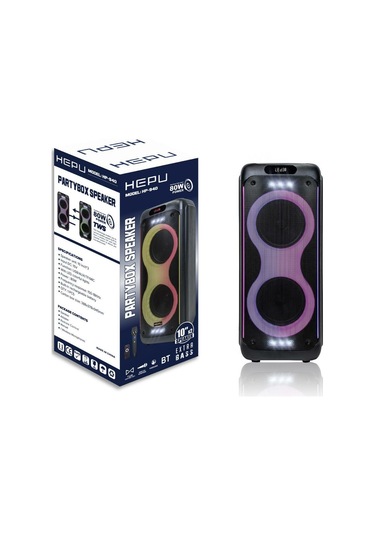 Hepu Hp-940 2x10'' 2x25cm Kablosuz 1 El Mikrofon Bluetooth Şarjlı Müzik Kutusu