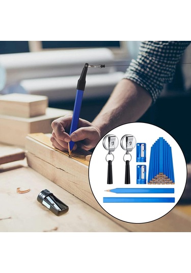 Suntek Marangoz Seti İnşaat Taslaklığı Için Dıy Düz 20-adet-mavi-kalem